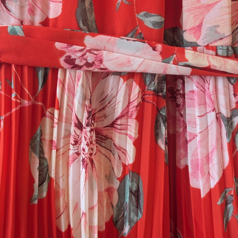 Chico's Eliza J boutique Red Floral Halter Maxi Dress size 4 - Picture 8 of 15